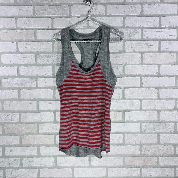 Rag & Bone Knit Raglan Racerback Gray and Orange Striped Tank Top Size S - Picture 3 of 9